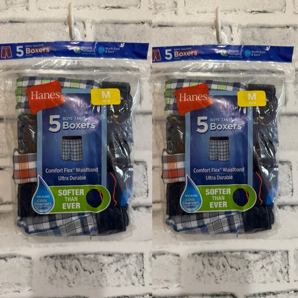 New! Boy’s Hanes 10 pairs (2 packs) of boxers Medium 10/12